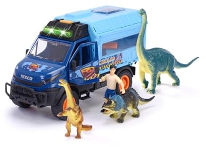 Dickie Toys - Dinosaurier World Lab - Spielzeugauto Iveco Daily 4x4 (26 cm) mit ausklappbarem Dino-Labor inkl. Dinos - Spielzeug für Kinder ab 3 Jahren