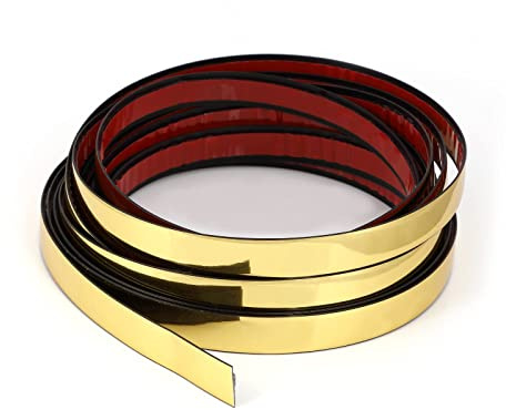 SICCOMA Metallic-Gold-Bordüre, zum Abziehen und Aufkleben, flexibles PVC-Wandzierband, selbstklebend, spiegelähnlich, dekorative Zierleiste für Wand, Spiegel, Tür, Kleiderschrank (1,27 cm x 5,1 m