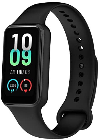 FTRONGRT Correa para Amazfit Band 7, Flexible Silicona Reloj de Recambio Ajustable Brazalete Smart Watch Correa - Negro