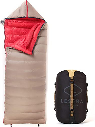 Lestra Outdoor Cocoon Decke – T° Limit Komfort-10°C – gerader Verschluss – bequem & technisch – Entendaunen 190 + 40 x 80 cm – 1,6 kg Schlafsack Erwachsene Unisex, Gold