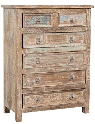 Biscottini Wohnzimmer, 105 x 38 x 80 cm, Badezimmer aus recyceltem Holz, Kommode für Schlafzimmer im Vintage-Stil, 105x38x80 cm