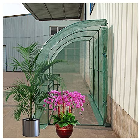 Mini Serra addossata, casa per Fiori Portatile a Parete a Mezza Serra con Copertura in PE e ripiano per ripostiglio da Giardino Compatto
