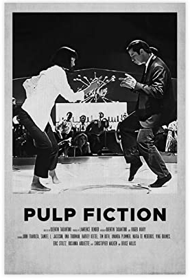 Pulp Fiction Tanz, Retro, klassisches Filmposter auf Leinwand, Wandkunst, Dekor, Bild, Gemälde für Wohnzimmer, Schlafzimmer, Dekoration, ungerahmt, 60 x 90 cm