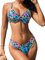 CUPSHE Damen Bikini Set V Ausschnitt Knoten Crossback Low Waist Blumenmuster Bademode Zweiteiliger Badeanzug Swimsuit Lebendiger Blumendruck M