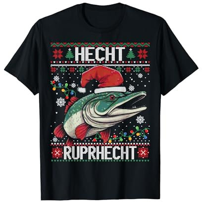 Männer Ugly Christmas - Hecht Angler Geschenke Hecht Ruprhecht Knecht Ruprecht Ugly Christmas Sweater T-Shirt