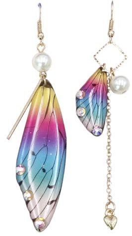 MenYiYDS 1 Paar Schmetterlingsflügel OhrringeNeuheit aus Harz Butterflügel hängende OhrringeBrautal Quaste baumeln OhrringeBrautal OhrringeFancy Damen Accessoires (Regenbogen Gold Diamanten)