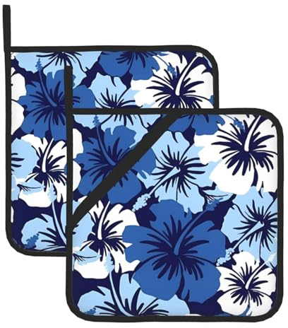 Blauer Hibiskus, verbrühungsschutz, isoliert, 20,5 x 20,5 cm, für Mikrowelle, Backen, Grillen im Freien