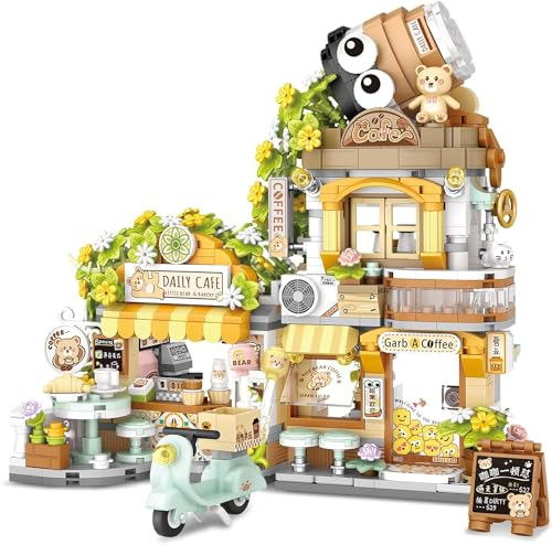 QLT City Coffee Shop Bausteine?1077 PCS Mini Klemmbausteine Baukasten, MOC Konstruktionsspielzeug Geschenke für Mädchen und Jungen 6-12 Jahre (Nicht Kompatibel Mit Lego)