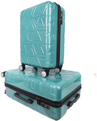 Cooleben Hartschalen Handgepäck Koffer Rollkoffer mit 4 Spinner-Räder, Reisekoffer Trolley TSA, Funkelnde, ABS + PC (Green, 20 Zoll)