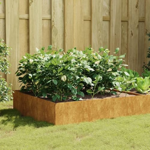 Youuihom Fioriere Fioriere Da Esterno Fioriera Da Balcone Letto Per Orto Fioriera Rialzata da Giardino 100x100x41 cm in Acciaio Corten Adatto per Orti, giardini, balconi e terrazze