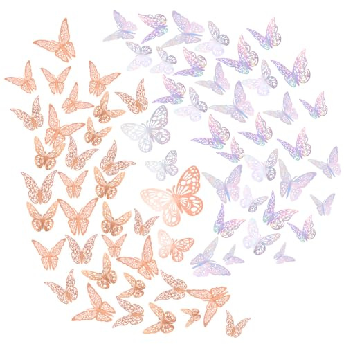 Lot de 72 3D Schmetterling Dekorationen Schmetterling Aufkleber | Wandsticker DIY Wandkunst Aufkleber Wandtattoo Wanddeko für Wohnung, Raumdekoration