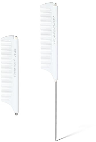 2 peinetas telescópicas para peluquería, de acero inoxidable, antiestático, con mango, adecuado para trenzas de mujer y cabello trenzado