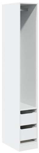 vidaXL Engineered Wood Wardrobe - White Closet Armoire for Bedroom/Hallway, Clothes Storage Organizer with 1 Compartment & 2 Drawers, Modern Minimalist Design, 30 x 50 x 200 cm