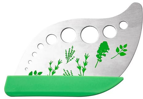 KOOLEVER Herb Stripper Tool 9-Hole Stainless Steel Herb Cutter Leaf Stripper with Protective Cover, Herb Chopper for Fresh Herbs, Kitchen Gadgets for Vegetables, Kale, Rosemary, Thyme, Mint