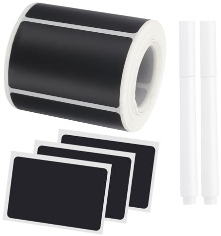 PATIKIL Chalkboard Labels, 300 Pcs Erasable Reusable Blackboard Stickers with 2 Liquid Chalk Pen, Waterproof Pantry Labels for Containers, Jars, Storage Bins (Rectangle)