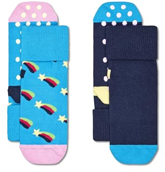 Happy Socks Unisex Kinder Kids Antislip 2-Pack Shooting Star Socken, Rose, 6-12 Months