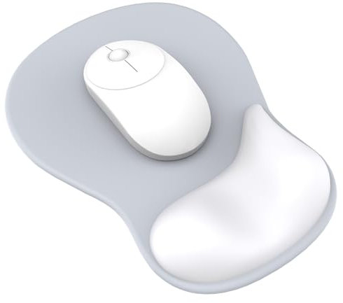 Giecy Tapis de Souris avec Support pour Repose-Poignets en Gel, Ergonomique Concave à Support Doux et Base antidérapante(Gris Argenté)