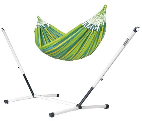 LA SIESTA® Brisa Hängematte & Stahlgestell - Wetterfeste Hängematte mit Gestell, Hängematte Outdoor Indoor, Hängematte mit Ständer - Hängematte für Balkon Terrasse Garten - Einzel Hängematten, Lime
