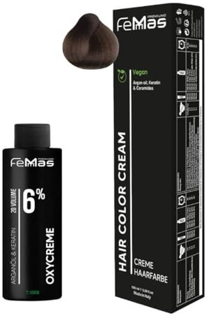 Femmas Haarfarbe Set Hellblond Ultra Intensiv 8.00 I Hair Color Cream 100ml + Oxycreme 100ml 6% I Permanente Haar-Coloration + Entwickler I Schonend & langanhaltend I Salon-Haarfarbe für Zuhause