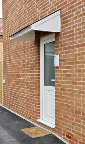 UK CANOPIES Cransley Door Canopy - Made from uv-stabilised Polymer for minimal maintenance. Size: 144cm x 48.5cm x 75cm (Grey Roof)