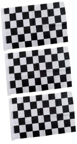 YARNOW 3pezzi Bandiera Scacchi Poliestere Per Eventi Sportivi Decorazione Compleanno Auto Da Corsa Bandiera Di Segnale Per Gare Resistente e Leggera