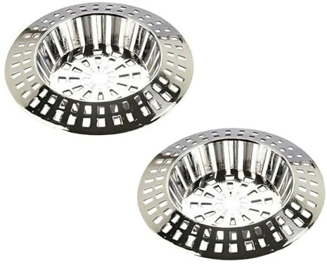 2 Pcs Plastic Sink Strainer Small 60mm Chrome Plastic Replacement Kitchen Sink Strainer Waste Plugs Drain Filter Hair Stopper for Kitchen Bathroom Bathtub Shower