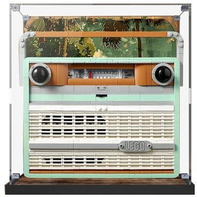 Vetrina in acrilico compatibile con modello radio retrò Lego 10334, trasparente antipolvere vetrina protettiva per riporre e organizzare i modelli (solo custodia) (sfondo)