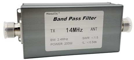 Hoozilic 200W Shortwave Band Pass Filter, LC Filter with M Female Connector, High Isolation Antenna Filter for Ham Radio (14MHz)
