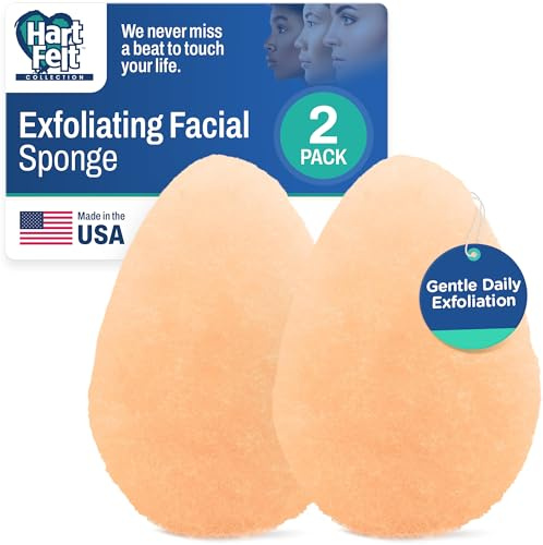 HartFelt 2ct Tear Drop Gentle Face Scrubber for Women | Reusable Facial Sponges for Daily Cleansing | Facial Exfoliating Pads for Removing Dead Skin, Dirt & Makeup | Made in USA