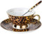 Taza de hueso de porcelana china con estampado de leopardo, vajilla de porcelana de cerámica para una tarde hermosa cena en polvo, cereales finos, taza de desayuno, taza de leche