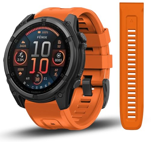 DHWGang 26mm QuickFit Armband Kompatibel mit Fenix 5X/5X Plus/6X/6X Pro/7X/7X Pro/Fenix 8 51MM, Sportarmband für Quatix 8 51mm/ Tactix 8 Solar 51mm Silikonarmband