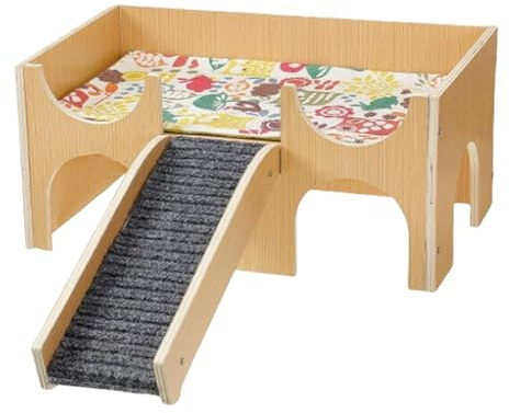 TocaFeank Hamsterhaus - Holzhaus Für Kleintiere - 2 Stöckiges Kaninchenhaus Mit Integrierter Treppe Für Körperliche Aktivität Geeignet Für Igel Hamster Meerschweinchen Und Weitere Kleintiere