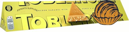 NewTobleron Golden Caramel with Honey & Almond Nougat Bar 340g, Suitable for Vegetarians, Perfect for Sharing and Gifting For Everyone For Christmas & New Year
