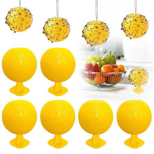 Insectes Volants Pièges Ball, 6 pcs Attrape Mouche Interieur Ball, Piège de Mouche de Fruits B-all, p-iège Collant pour Attrape Mouches de Fruits, P-iège collants jaunes-Ball, pour Pot De Fleur