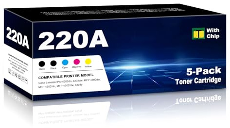 220A Tonerkartusche Ersatz für HP 4202dn, 4202dw, MFP 4302dw, MFP 4302fdn, MFP 4302fdw, 4303y (5 Packung) - mit Chip