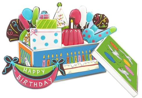 Biscuiteers Birthday Surprises Biscuit Tin | Assorted Hand-Iced Chocolate Biscuits in Keepsake Tin; Luxury Birthday Present for Friends and Loved Ones