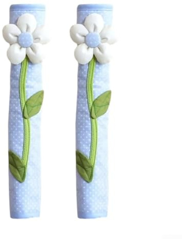 ComfyHarbor 2Pcs Adjustable Fabric Handle Covers For Refrigerator, Oven Door And Cabinet With Non-Slip Grip, Fingerprint And Dust Protection For Kitchen And Home(Blue)