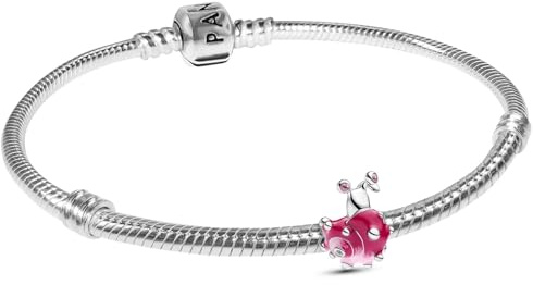 PANDORA Damenarmband Silber Geschenkset Pinkfarbene Schnecke 21773 | zauberhaftes Schmuck-Bundle für Frauen, Armband mit Bead-Charm aus Sterlingsilber,