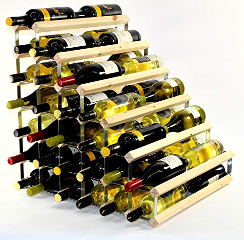 Cranville wine racks Double Profondeur Bois de pin 54 de la Bouteille et Le vin en métal galvanisé en Rack prêt assemblé