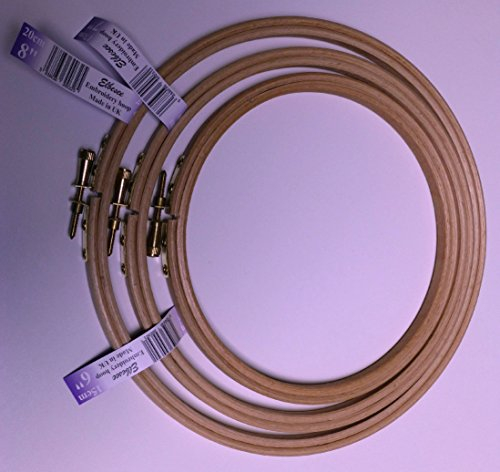 Elbesee Stickrahmen aus Holz Set 6 in, 7 in und 8 in (15 cm, 18 cm & 20 cm)