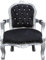 Casa Padrino Barock Kinder Stuhl Schwarz/Silber mit Bling Bling Glitzersteinen - Kindermöbel