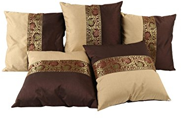 RAJRANG BRINGING RAJASTHAN TO YOU Set mit 5 Kissenbezügen, 40 x 40 cm Boho ethnisch indisch dekorativ für Sofa Couch Wohnzimmer