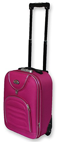 ORMI VALIGIA PICCOLA 50 CM BAGAGLIO A MANO RYANAIR EASY JET 2 RUOTE LOW COST TELA ECONOMICO (Rosa)