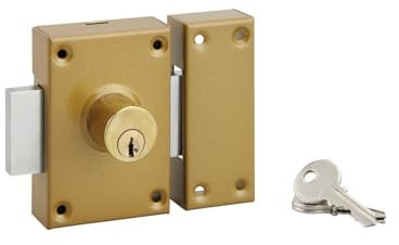 SP - Verrou à Double Entrée - Cylindre Ø 25 x 40 mm - Laiton 4 Goupilles - 3 Clés Plates Crantées - Sécurité Domestique - Porte d'Entrée Vitrée - Jaune/Doré