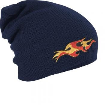 Fan-O-Menal Textilien Longbeanie Slouch-Beanie Mütze Flamme 55604 Farbe Navy