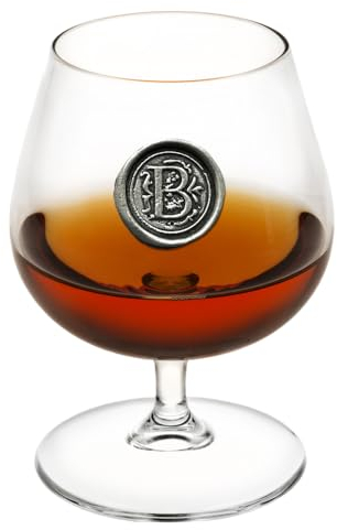 English Pewter Company 14.5oz Brandy Cognac Snifter Glass with Monogram Initial - Personalised Gift with Your Choice of Initial [MON202] (B)