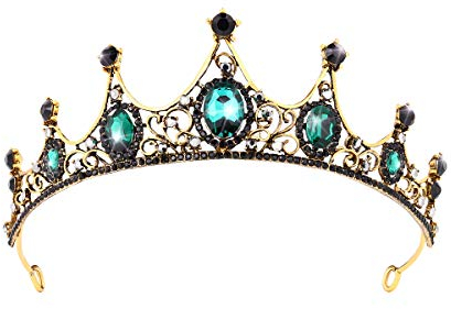 Frcolor Vintage Königin Krone Barocke Strass Braut Tiara Prinzessin Krone Stirnband für Halloween Hochzeit Pageant Prom