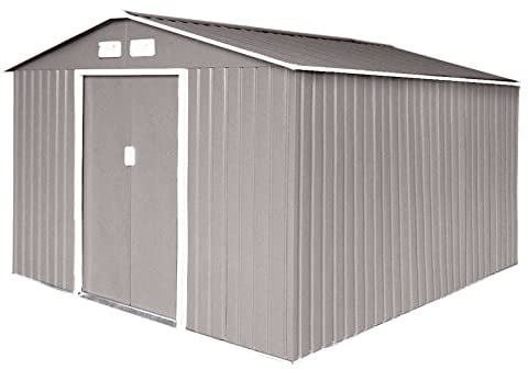 SVITA S300 Metall Gerätehaus XXXL 277x319x192cm Geräteschuppen Garten Schuppen Gartenhaus Satteldach (Grau/Hellgrau)