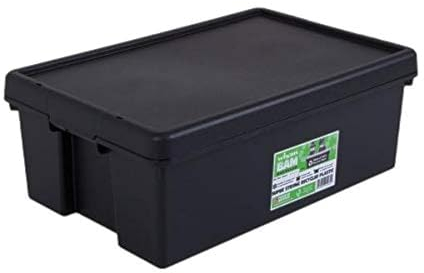 Wham Bam 100% Recycled Super Strong Impact Resistant Black Re-Usable Storage Boxes With Lids 36 Litre 59.5 x 40 x 21.5cm (1 Box)