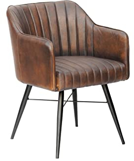 MASSIVMOEBEL24.DE Iron Label Stuhl #11 54x68x78, Farbe:braun, Anzahl:1 Stück, Material:Echtleder